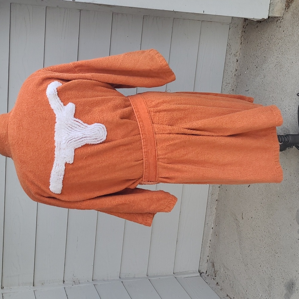 CANYON GROUP Damze‎ Chenille UT Texas Longhorns Orange Mens Belted Robe RARE 90s